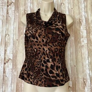Y2k Leopard Print Cowl Neck Tank Size M